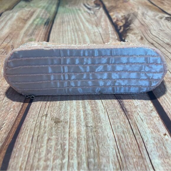 Pink embroidered sequin evening bag clutch handbag shoulder bag Preowned - Picture 7 of 10